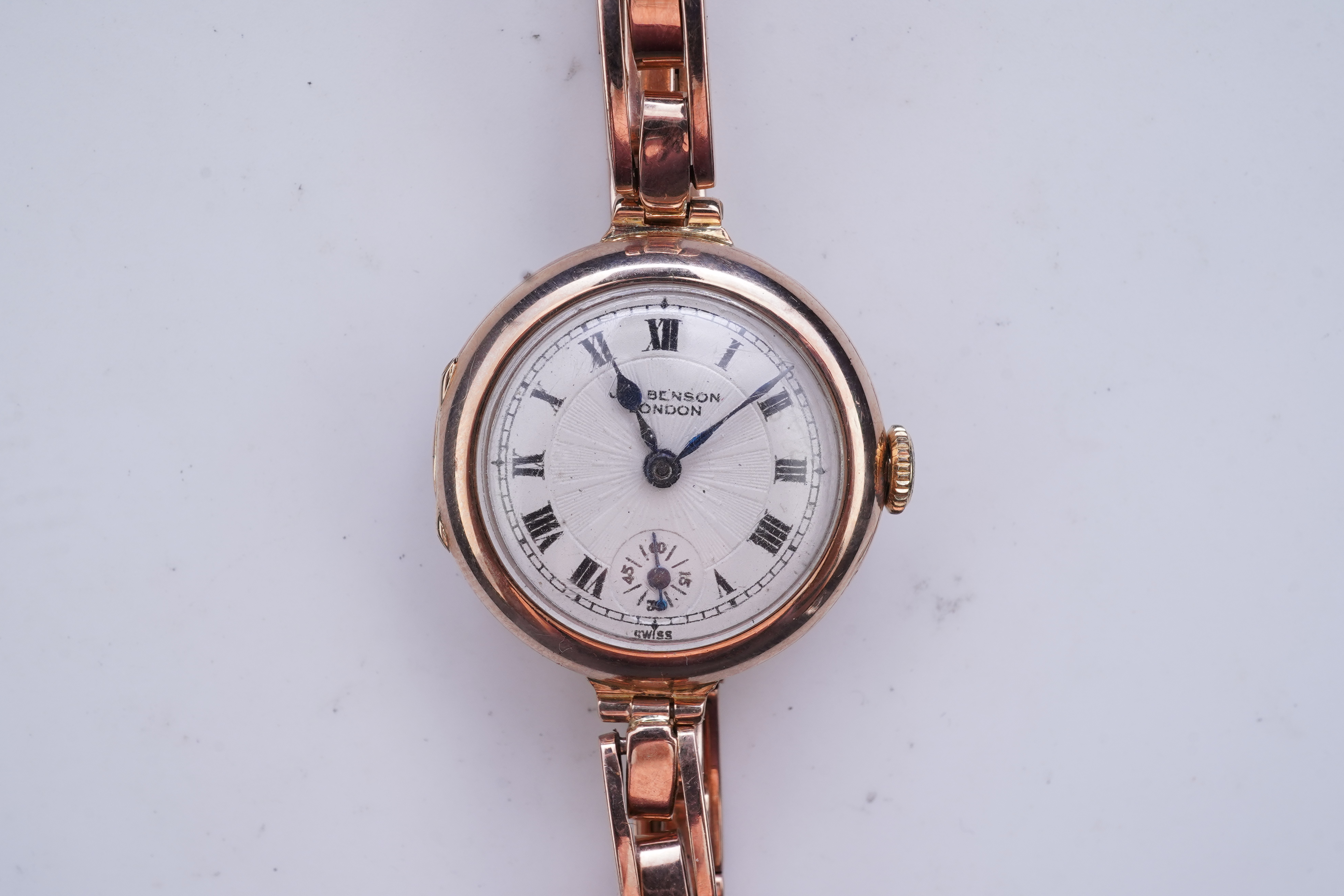 JW Benson, a lady's gold wristwatch, circa 1924